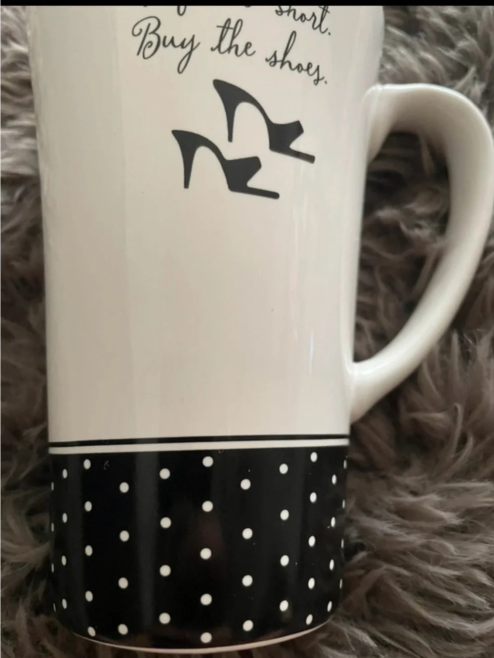 Barbie White and Black Polka Dot Ceramic Mug